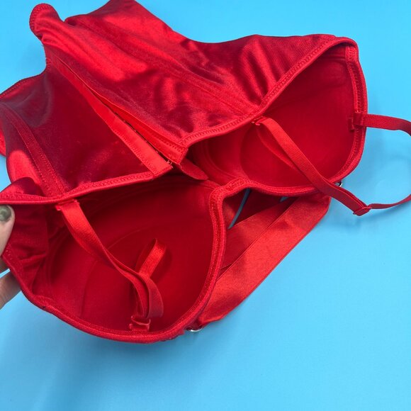 Gothic Bright Red Lace Up Adjustable Padded 3 Hook Corset Women's Size M - Picture 11 of 11